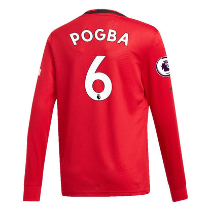 Paul Pogba Manchester United adidas Youth 2019/20 Home Replica Long Sleeve Player Jersey – Red