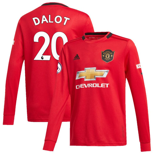 Diogo Dalot Manchester United adidas Youth 2019/20 Home Replica Long Sleeve Player Jersey – Red