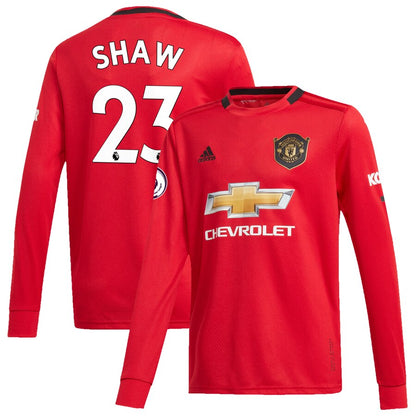 Luke Shaw Manchester United adidas Youth 2019/20 Home Replica Long Sleeve Player Jersey – Red