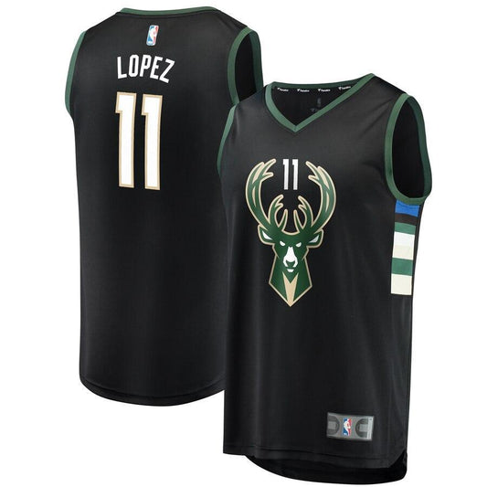 Brook Lopez Milwaukee Bucks Fast Break Replica Jersey - Statement Edition - Black