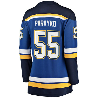 Colton Parayko 55 St. Louis Blues Women's Blue Home Premier Breakaway Player Jersey