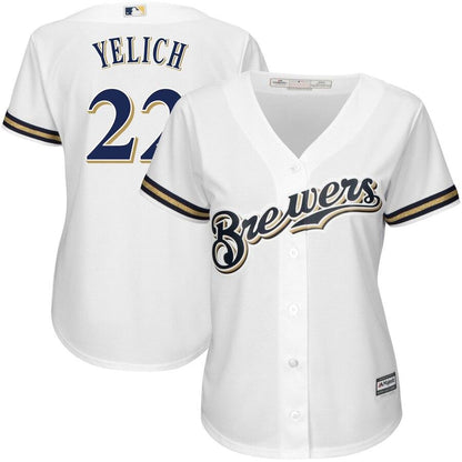Christian Yelich 22 Milwaukee Brewers Women's White Plus Size Home Cool Base Player Jersey