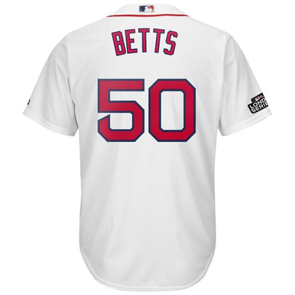Mookie Betts 50 Boston Red Sox White 2019 London Series Cool Base Player Jersey