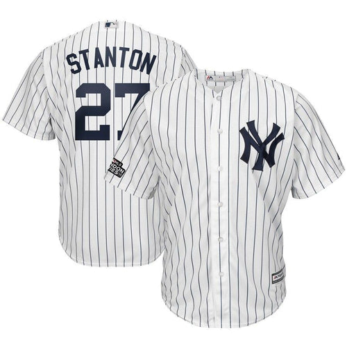 Giancarlo Stanton 27 New York Yankees White/Navy 2019 London Series Cool Base Player Jersey