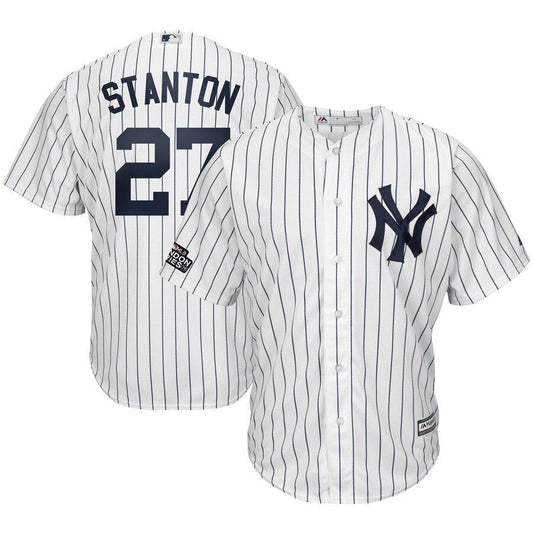 Giancarlo Stanton 27 New York Yankees White/Navy 2019 London Series Cool Base Player Jersey