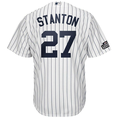 Giancarlo Stanton 27 New York Yankees White/Navy 2019 London Series Cool Base Player Jersey
