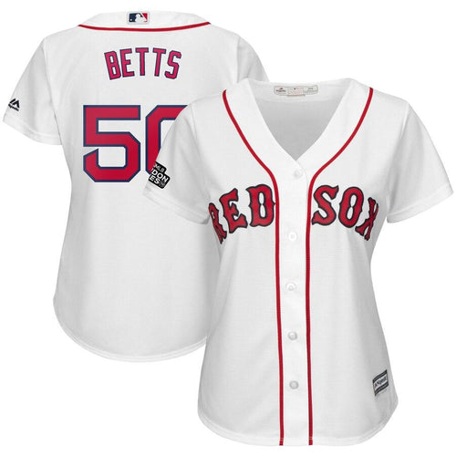Mookie Betts 50 Boston Red Sox Women's White 2019 London Series Cool Base Player Jersey