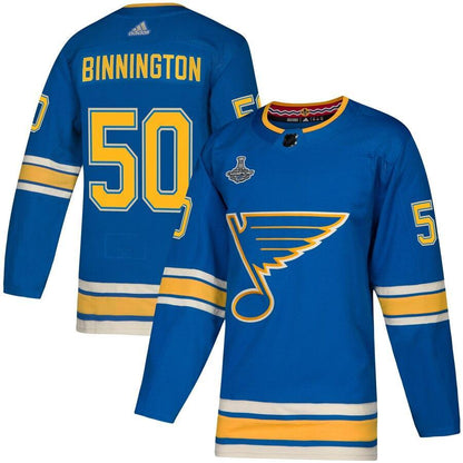 Jordan Binnington St. Louis Blues 2019 Stanley Cup Champions Alternate  Player Jersey – Blue