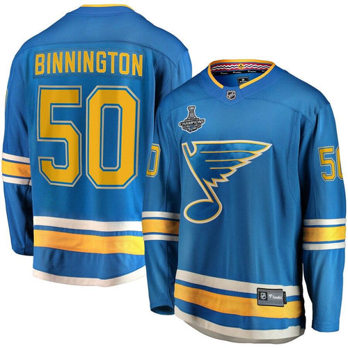 Jordan Binnington St. Louis Blues Blue 2019 Stanley Cup Champions Alternate Breakaway Player Jersey