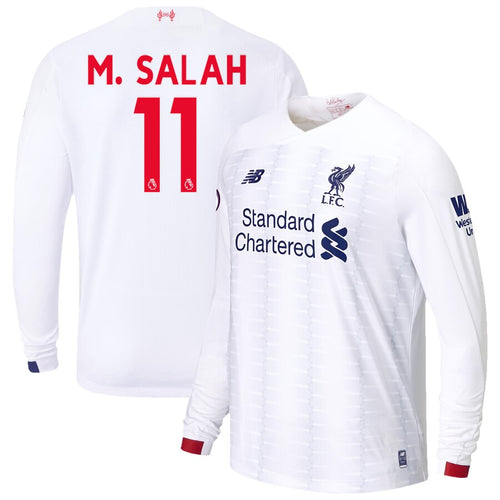 Mohamed Salah Liverpool New Balance 2019/20 Away Replica Long Sleeve Player Jersey – White