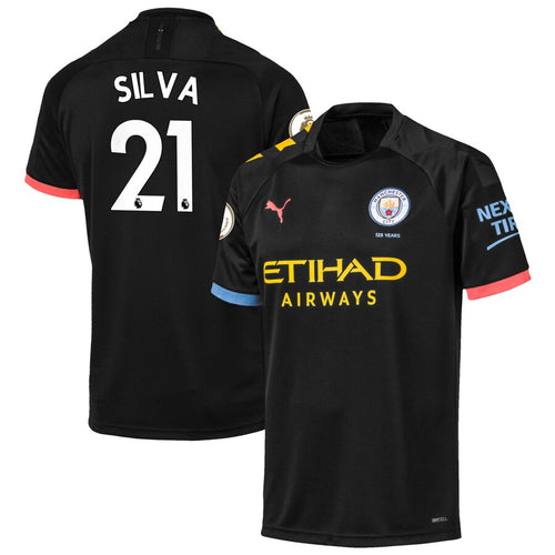 David Silva Manchester City Puma 2019/20 Away Replica Player Jersey – Black