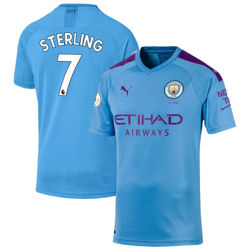 Raheem Sterling Manchester City Puma 2019/20 Home Authentic Player Jersey – Light Blue