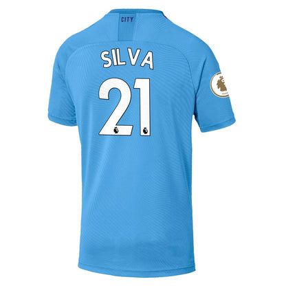 David Silva Manchester City Puma 2019/20 Home Authentic Player Jersey – Light Blue