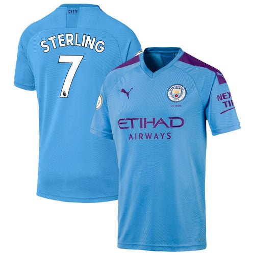 Raheem Sterling Manchester City Puma 2019/20 Home Replica Player Jersey – Light Blue