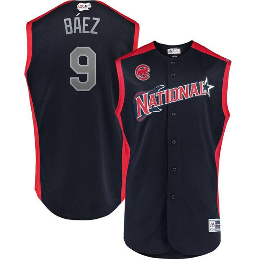 Men's National League Javier Báez Majestic Navy 2019 MLB All-Star Game Workout Player Jersey