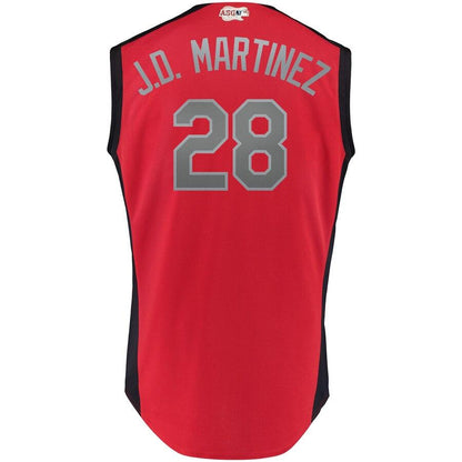 J.D. Martinez 28 American League Red 2019 MLB All-Star Game Workout Player Jersey