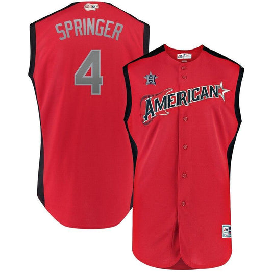 George Springer 4 American League Red 2019 MLB All-Star Game Workout Player Jersey