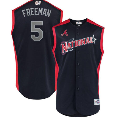 Freddie Freeman 5 National League Navy 2019 MLB All-Star Game Workout Player Jersey