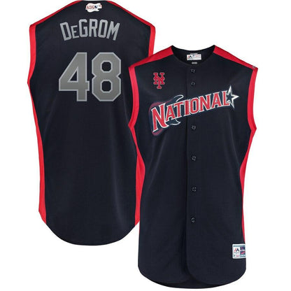 Jacob deGrom 48 National League Navy/Red 2019 MLB All-Star Game Workout Player Jersey