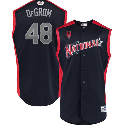 Jacob deGrom 48 National League Navy/Red 2019 MLB All-Star Game Workout Player Jersey