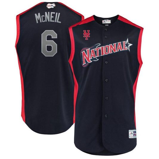 Jeff McNeil 6 National League Navy/Red 2019 MLB All-Star Game Workout Player Jersey