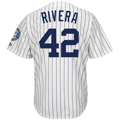 Mariano Rivera 42 New York Yankees White/Navy 2019 Hall of Fame Patch Cool Base Player Jersey