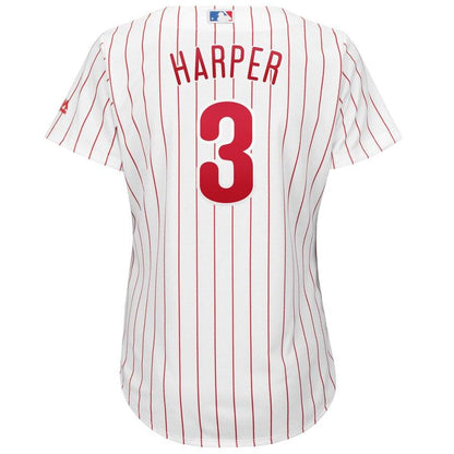 Bryce Harper 3 Philadelphia Phillies Women's White/Red Home Plus Size Official Cool Base Player Jersey