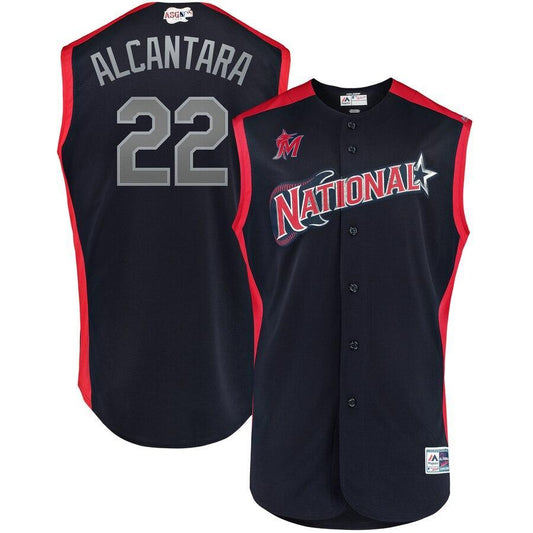 Sandy Alcantara 22 National League Navy/Red 2019 MLB All-Star Game Workout Player Jersey