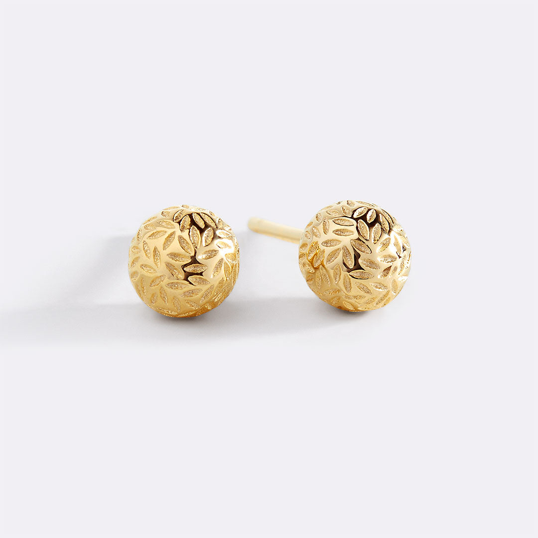 Textured Gold Ball Stud Earrings