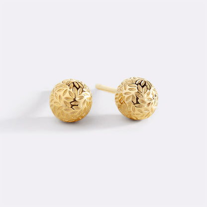 Textured Gold Ball Stud Earrings