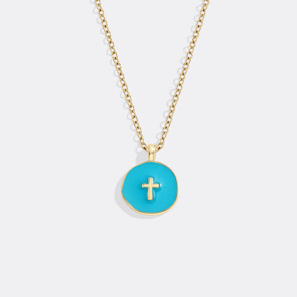 Minimalist Enamel Cross Pendant Necklace