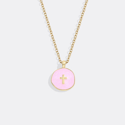 Minimalist Enamel Cross Pendant Necklace