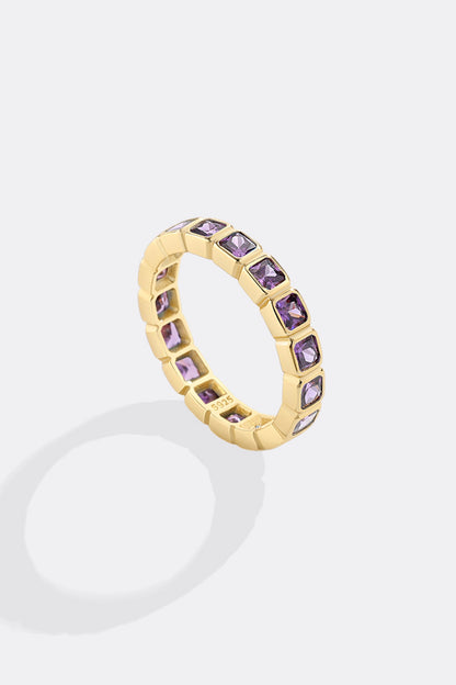 Emerald Cut Birthstone Eternity Ring
