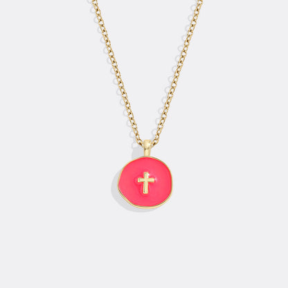 Minimalist Enamel Cross Pendant Necklace