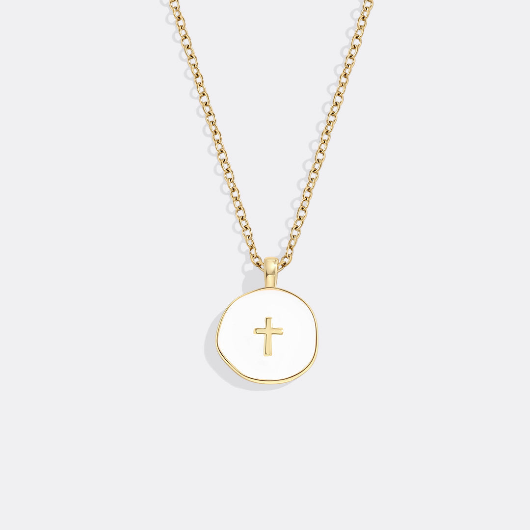 Minimalist Enamel Cross Pendant Necklace