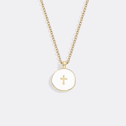 Minimalist Enamel Cross Pendant Necklace
