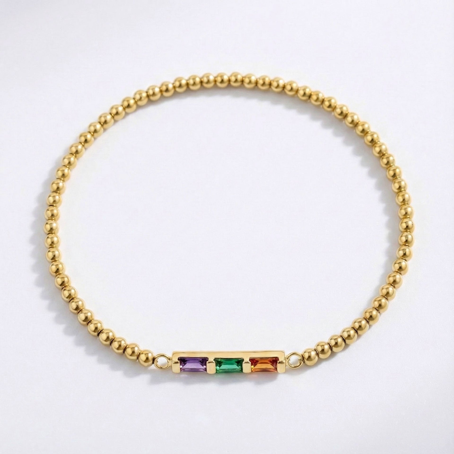 Personalized Baguette Birthstone Beaded Bracelet