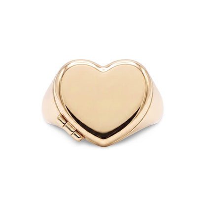Personalized Heart Signet Locket Ring