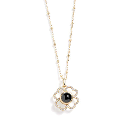Personalized PavĂ© Clover Photo Necklace