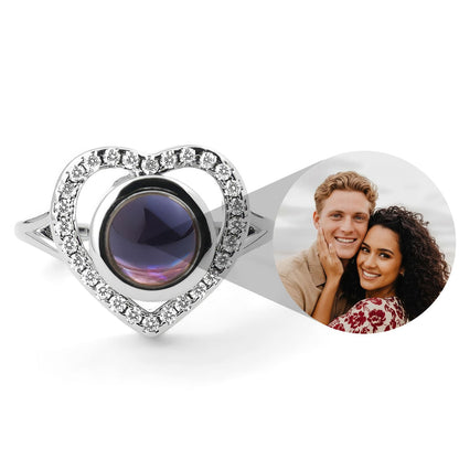 Personalized PavĂ© Heart Photo Ring