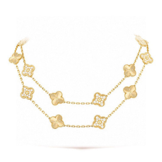 Vintage Alhambra 20 Motifs Cubic Zirconia Long Necklace