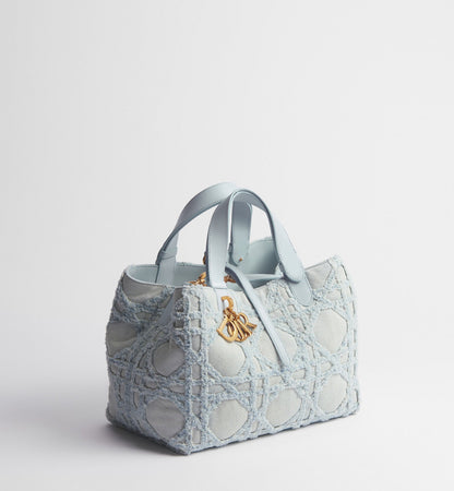 Women's Medium Toujours Bag With Blue Cannage Denim And Strap