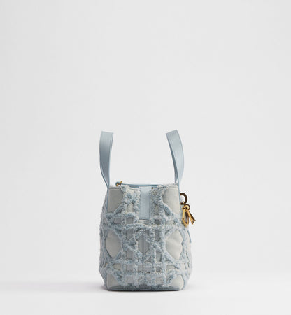 Women's Small Toujours Vertical Tote Bag With Blue Cannage Denim And Strap