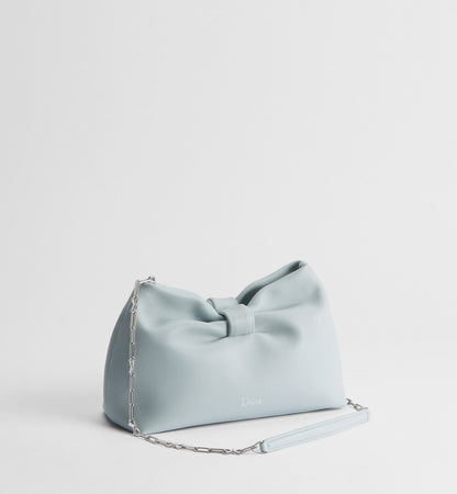 Women's Small Bow Bag With Ice Blue Lambskin And Chain Strap