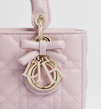 Women's Mini Lady D-Joy Bag With Rose Tendre Cannage Lambskin And Chain Strap