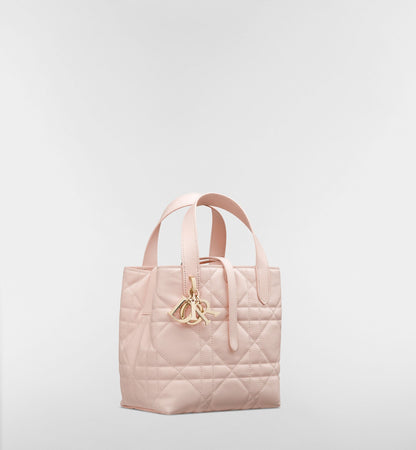 Women's Small Toujours Vertical Tote Bag With Powder Pink Macrocannage Calfskin And Strap