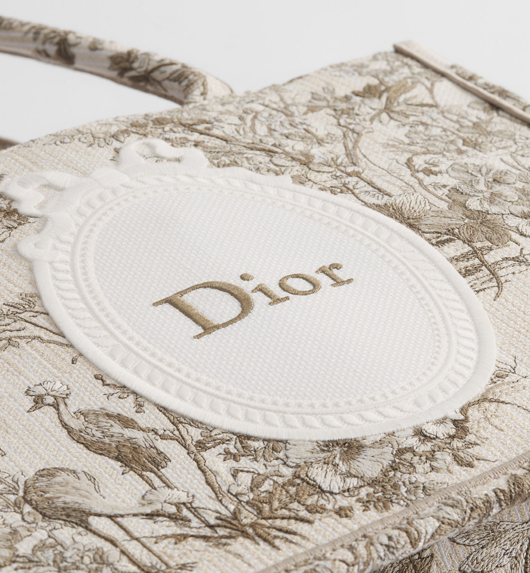 Women's Medium Book Tote With Toile de Jouy Garden Embroidery And Strap