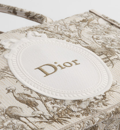 Women's Medium Book Tote With Toile de Jouy Garden Embroidery And Strap