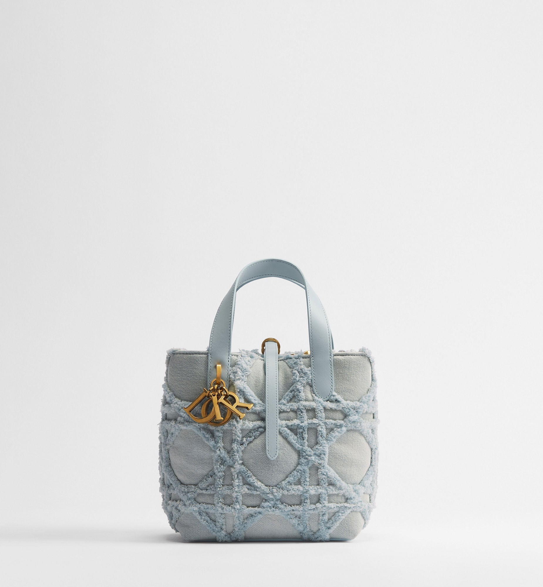 Women's Small Toujours Vertical Tote Bag With Blue Cannage Denim And Strap