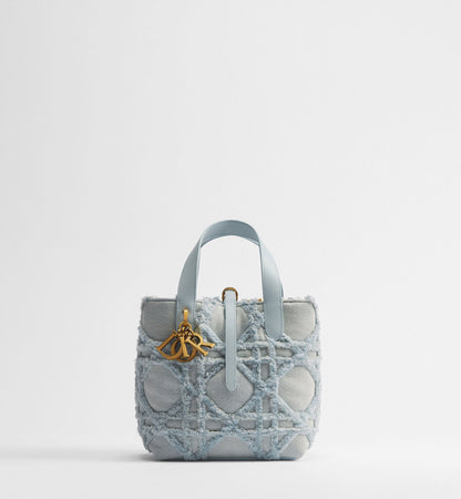 Women's Small Toujours Vertical Tote Bag With Blue Cannage Denim And Strap